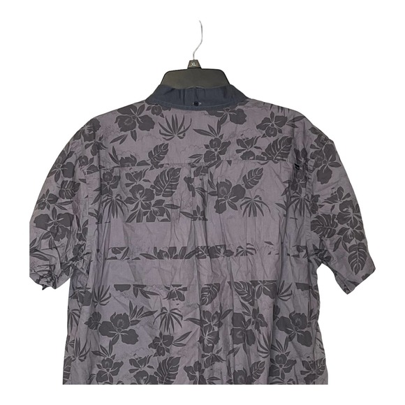 Hurley Floral‎ Pocket Button Down Shirt Men's  XL Short Sleeve Gray 100% Cotton - Picture 7 of 8